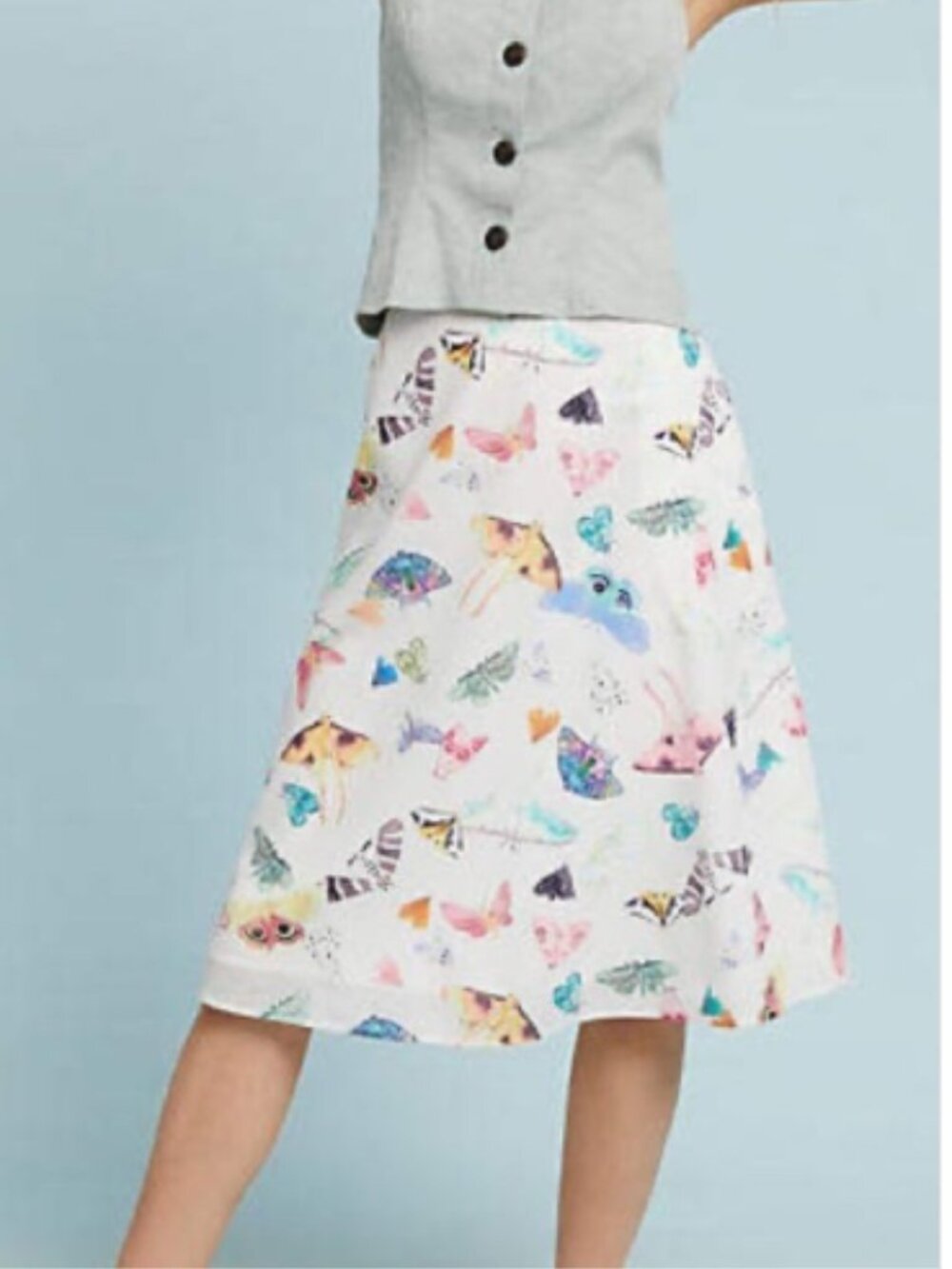 Anthropologie By Hutch Butterfly Garden Skirt with Cream base - Size 6 - NWT